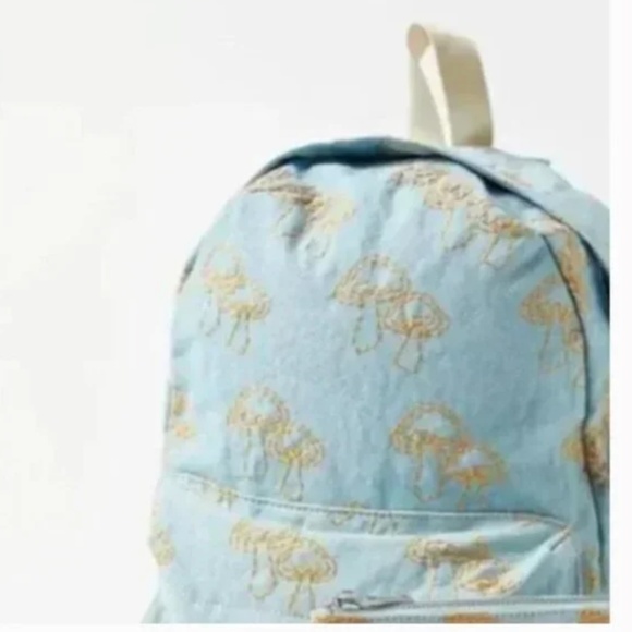 ⭐️ UO Embroidered Mushroom Plant Boho Peasant Deco College Chic Icon Backpack - Picture 2 of 5